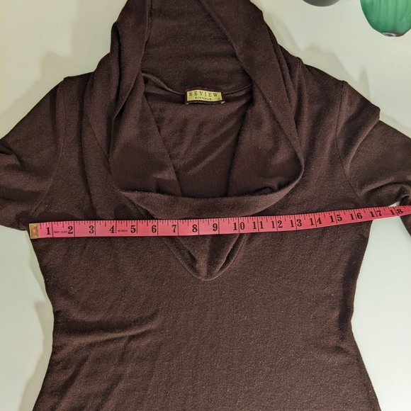 Review Australia Brown Sweater with Draped Collar. Size 12 - Picture 5 of 8